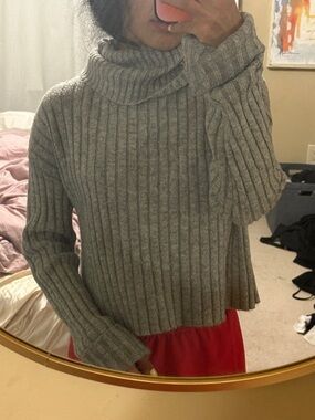 Forever 21 Ribbed Turtleneck Sweater - Gray
